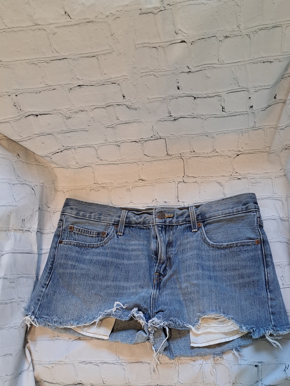 Levi's Light Blue Distressed Denim Jean Shorts Size 10